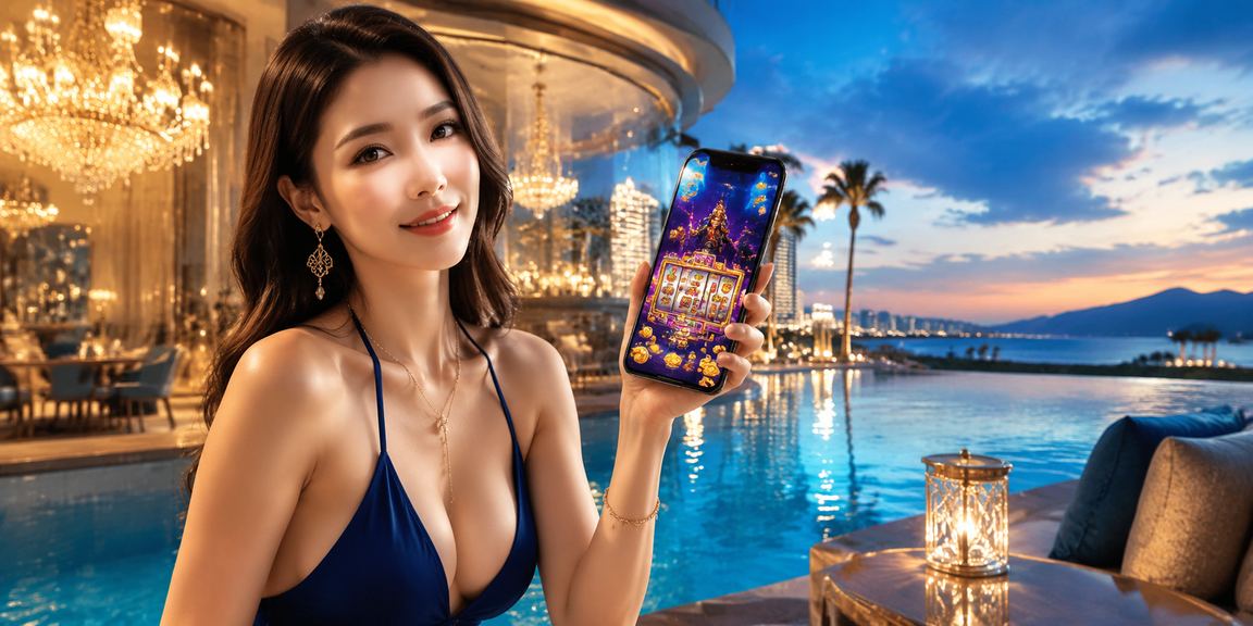 Người chơi slot game trên bãi biển Đà Nẵng ban ngày với điện thoại trong tay