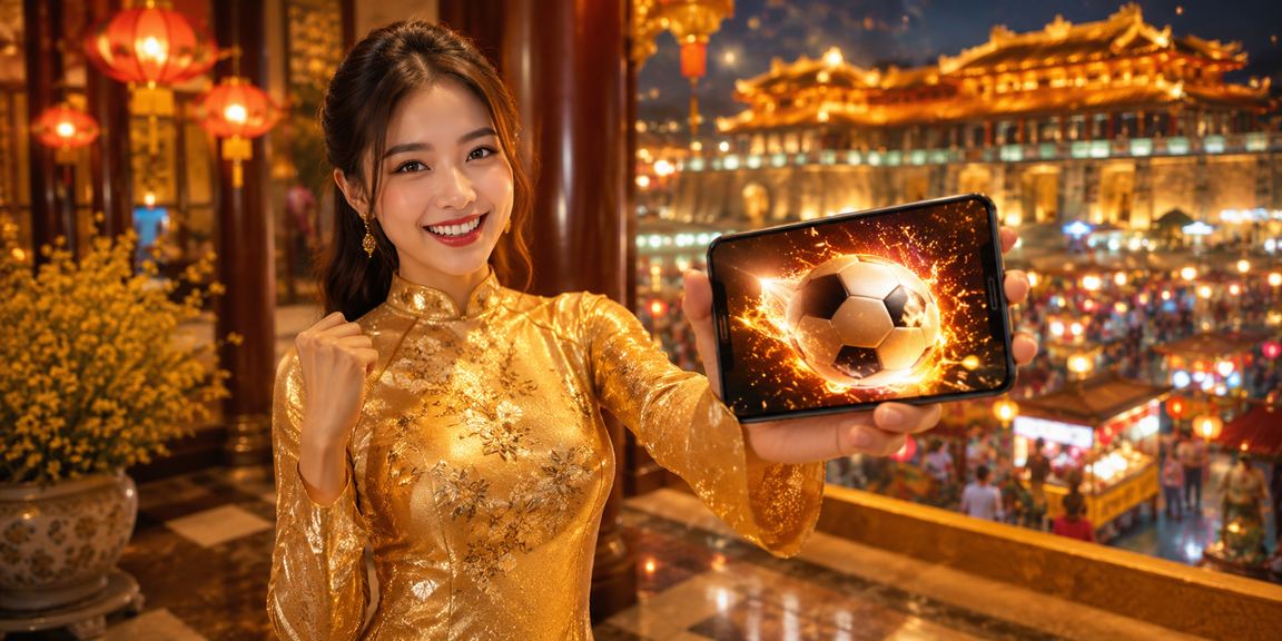 Người dùng Huế mặc áo dài nhận khuyến mãi casino trên điện thoại di động
